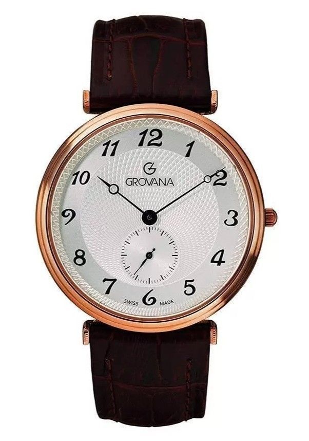 Grovana Belleville Leather Strap Silver Dial Quartz 1276.5562 Men's Watch - Grovana
