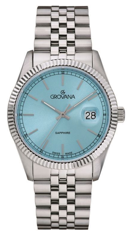 Grovana Kensington Royal Stainless Steel Ice Blue Dial Quartz 1542.1131 Men's Watch - Grovana