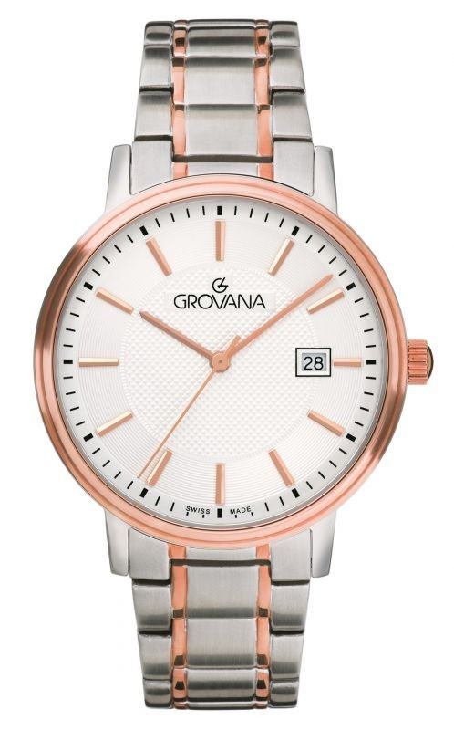 Grovana Kensington Traditional Two Tone Stainless Steel Silver Dial Quartz 1550.1159 Men's Watch - Grovana