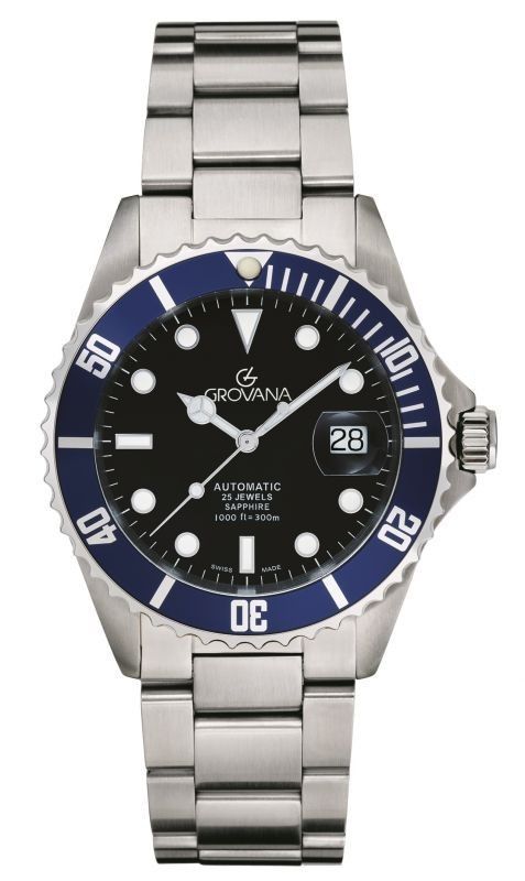 Grovana Key West Stainless Steel Black Dial Automatic Diver's 1571.2135 300M Men's Watch - Grovana