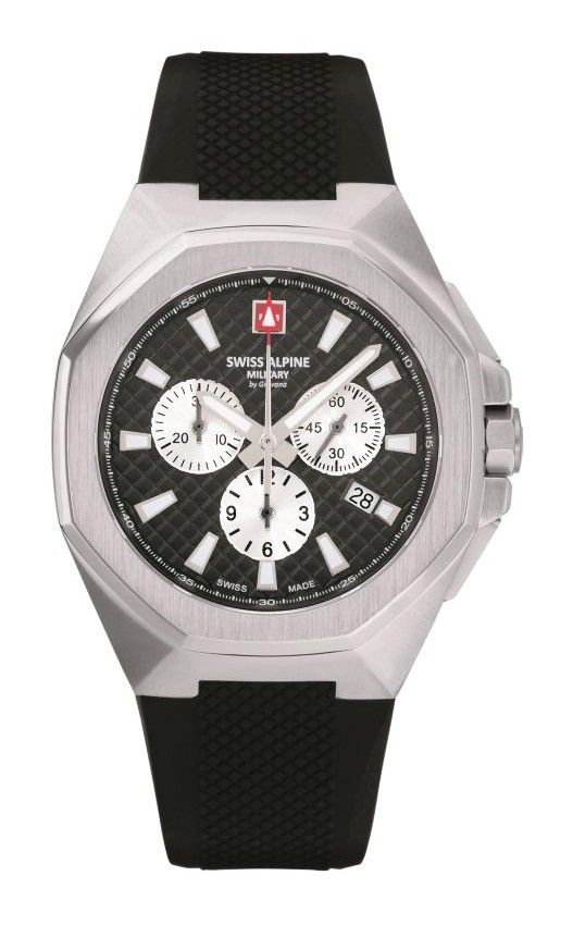 Swiss Alpine Military Typhoon Chrono Polyurethene Strap Black Dial Quartz 7005.9837 100M Men's Watch - Swiss Alpine Military