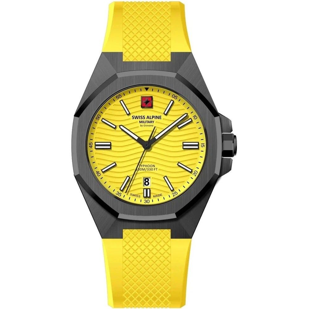 Swiss Alpine Military Typhoon Silicone Strap Yellow Dial Quartz 7006.1878 100M Men's Watch - Swiss Alpine Military