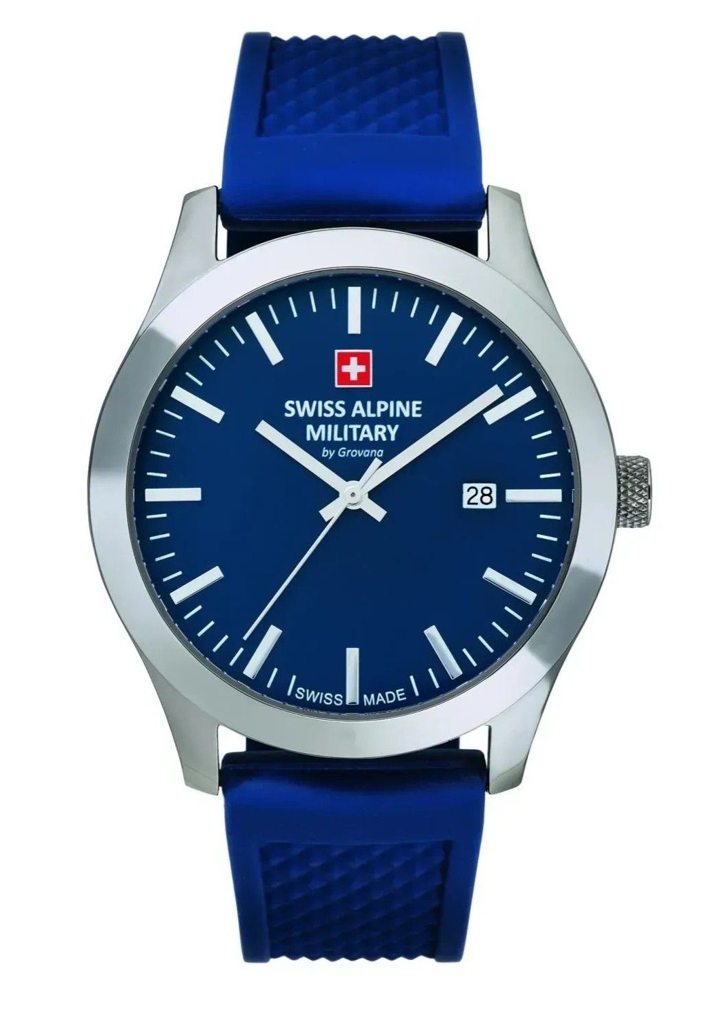 Swiss Alpine Military Combat Basic Rubber Strap Blue Dial Quartz 7055.1835 100M Men's Watch - Swiss Alpine Military