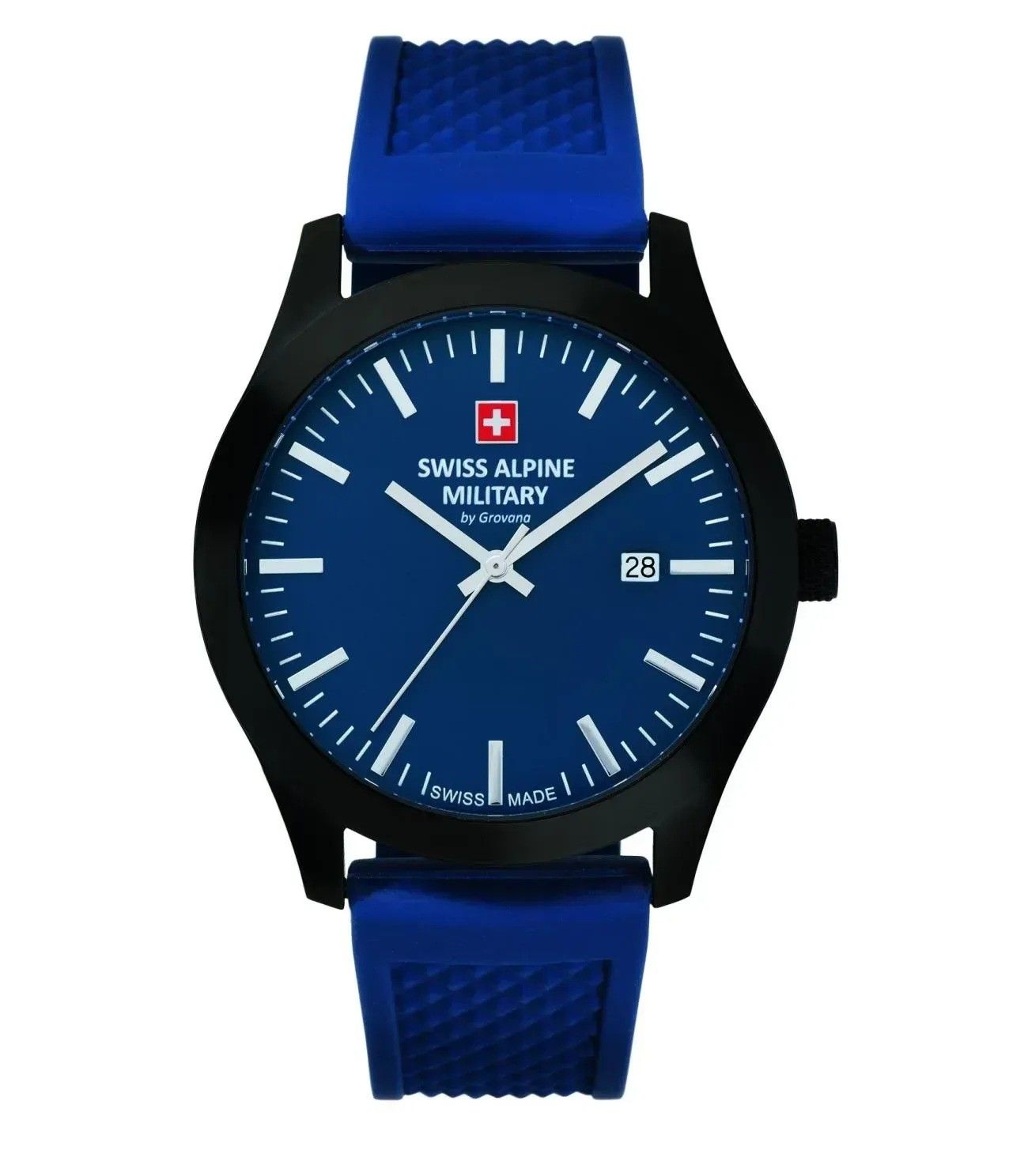 Swiss Alpine Military Combat Basic Rubber Strap Blue Dial Quartz 7055.1875 100M Men's Watch - Swiss Alpine Military