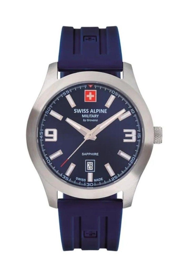 Swiss Alpine Military Combat Pro Rubber Strap Blue Dial Quartz 7056.1835 100M Men's Watch - Swiss Alpine Military