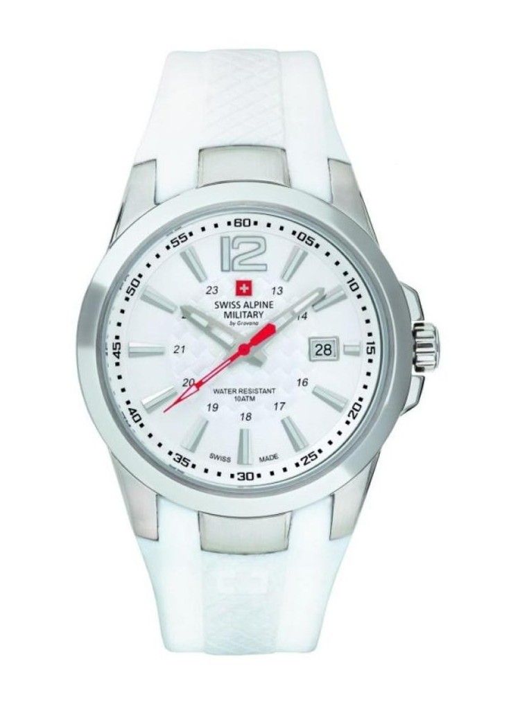 Swiss Alpine Military Combat Air Rubber Strap White Dial Quartz 7058.1833 100M Men's Watch - Swiss Alpine Military