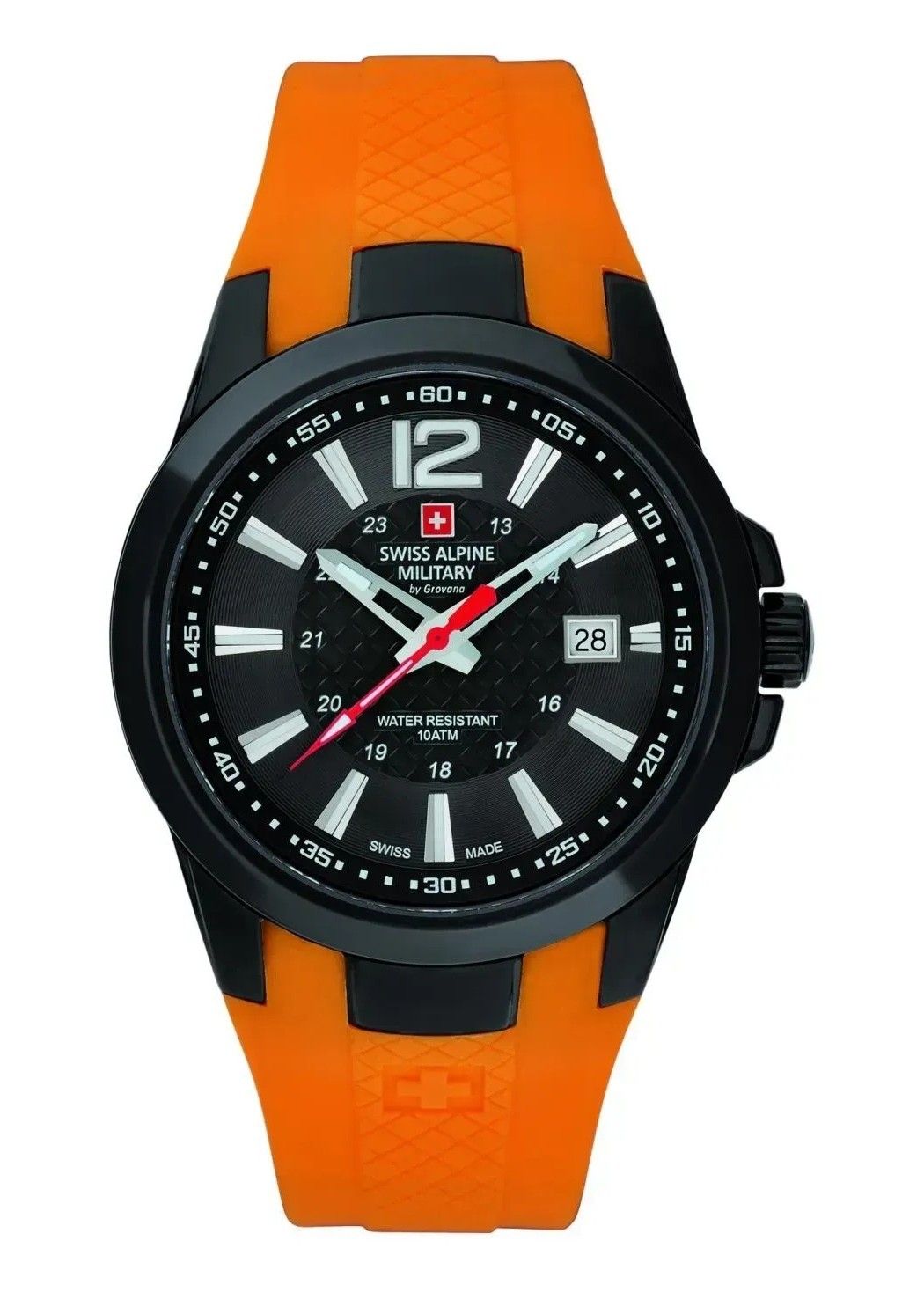 Swiss Alpine Military Combat Air Rubber Strap Black Dial Quartz 7058.1879 100M Men's Watch - Swiss Alpine Military