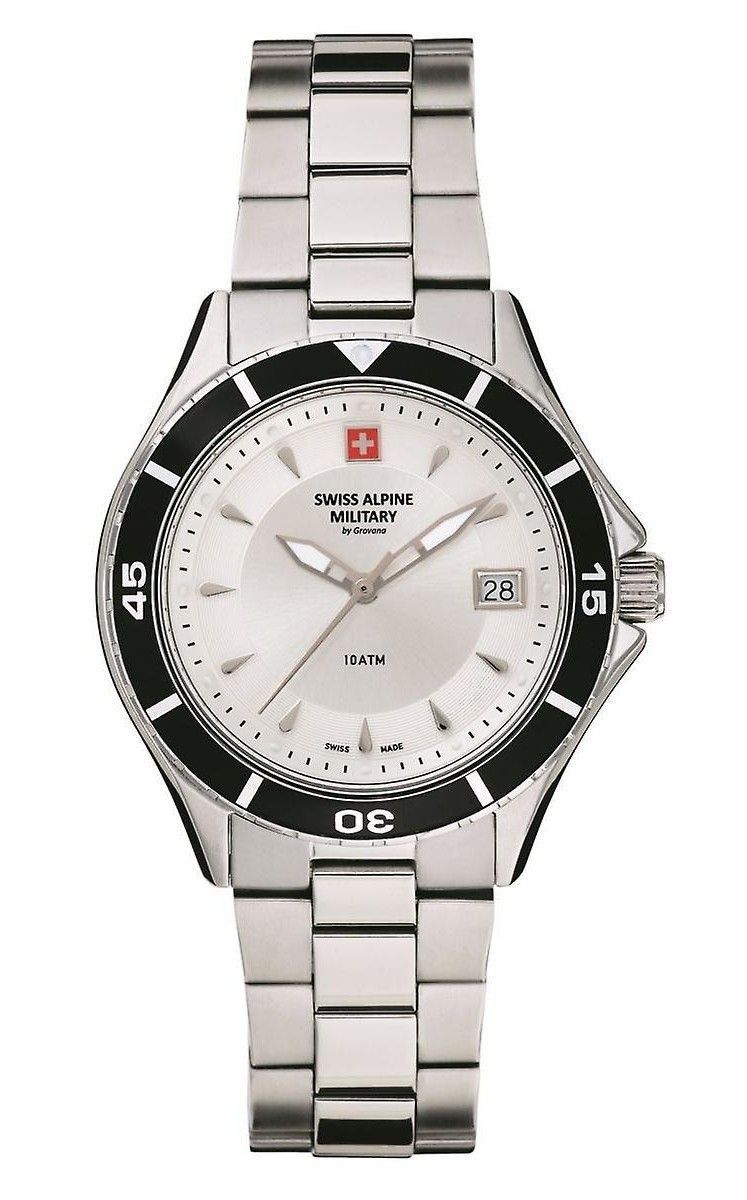 Swiss Alpine Military Aquatech Ladies Stainless Steel Silver Dial Quartz 7740.1132 100M Women's Watch - Swiss Alpine Military
