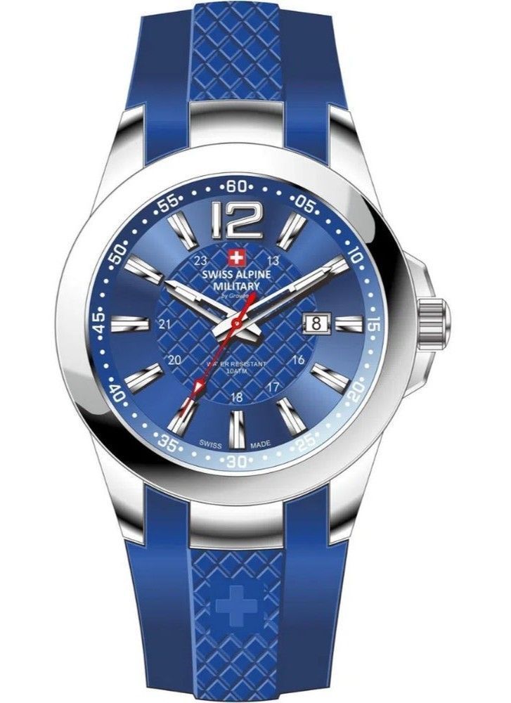 Swiss Alpine Military Combat Air Ladies Silicone Strap Blue Dial Quartz 7758.1835 Women's Watch - Swiss Alpine Military