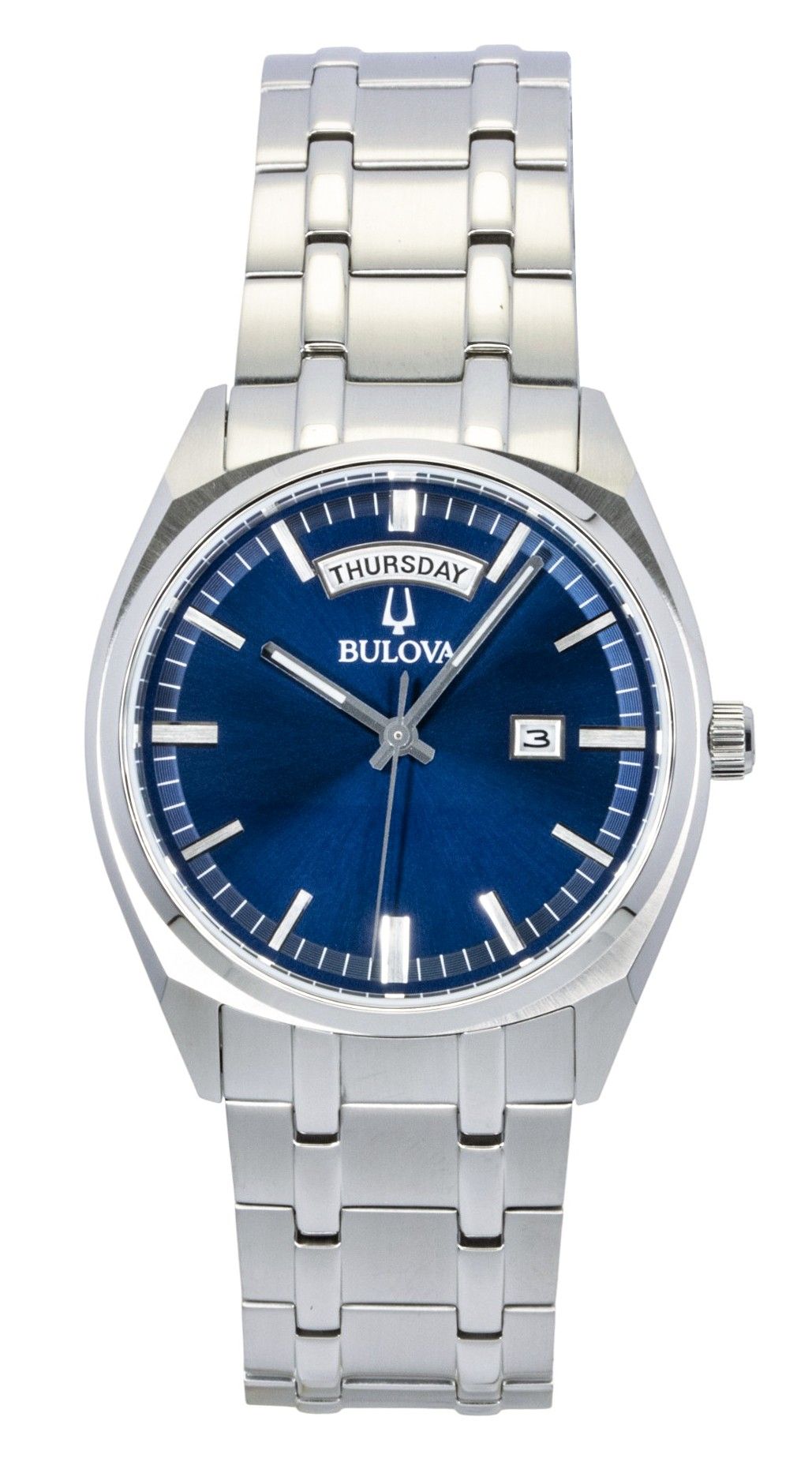 Bulova Surveyor Classic Stainless Steel Blue Dial Quartz 96C125 Men's Watch - Bulova