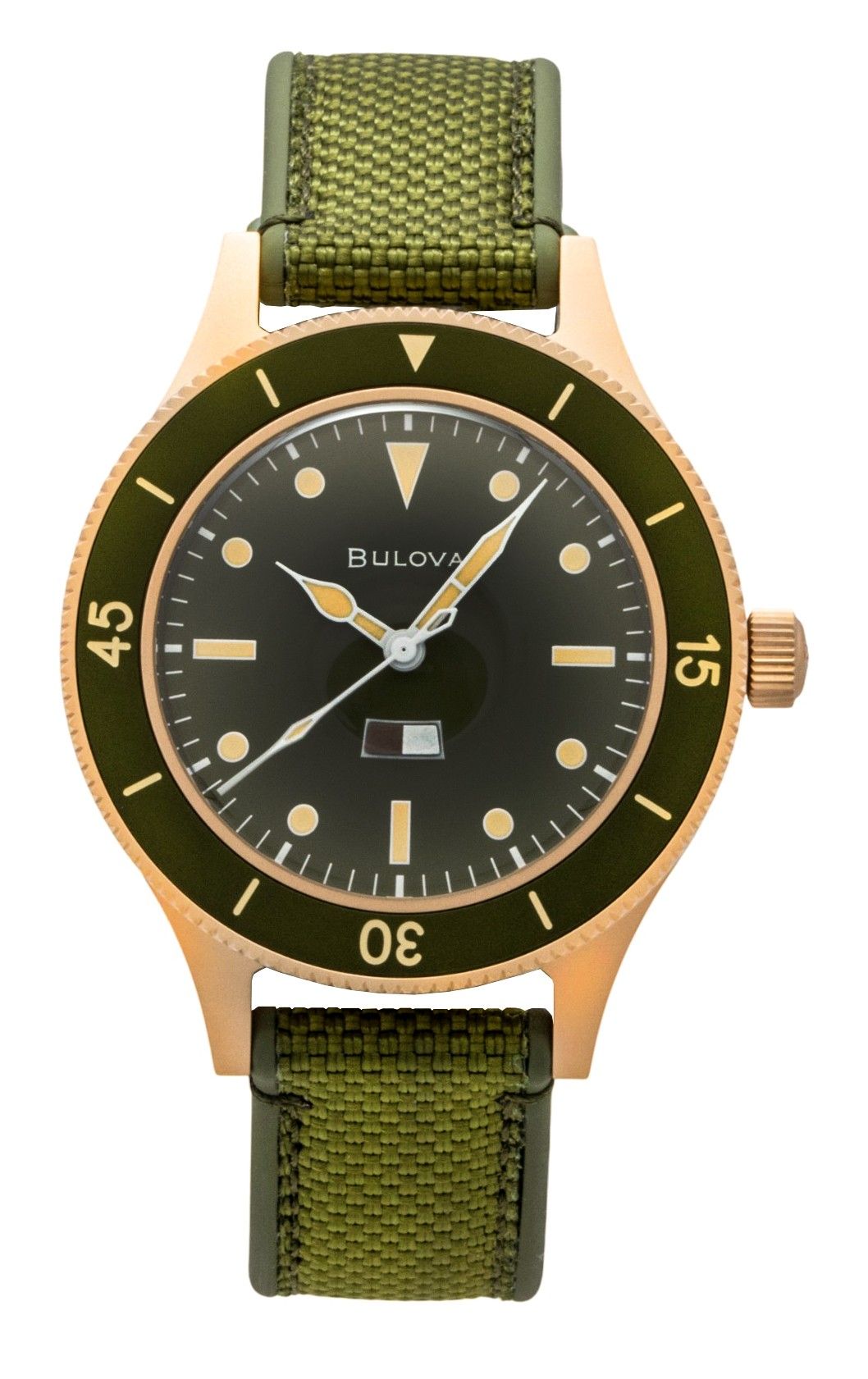 Bulova Mil Ships 150th Anniversary Special Edition Green Dial Automatic Diver's 98A324 200M Men's Watch - Bulova