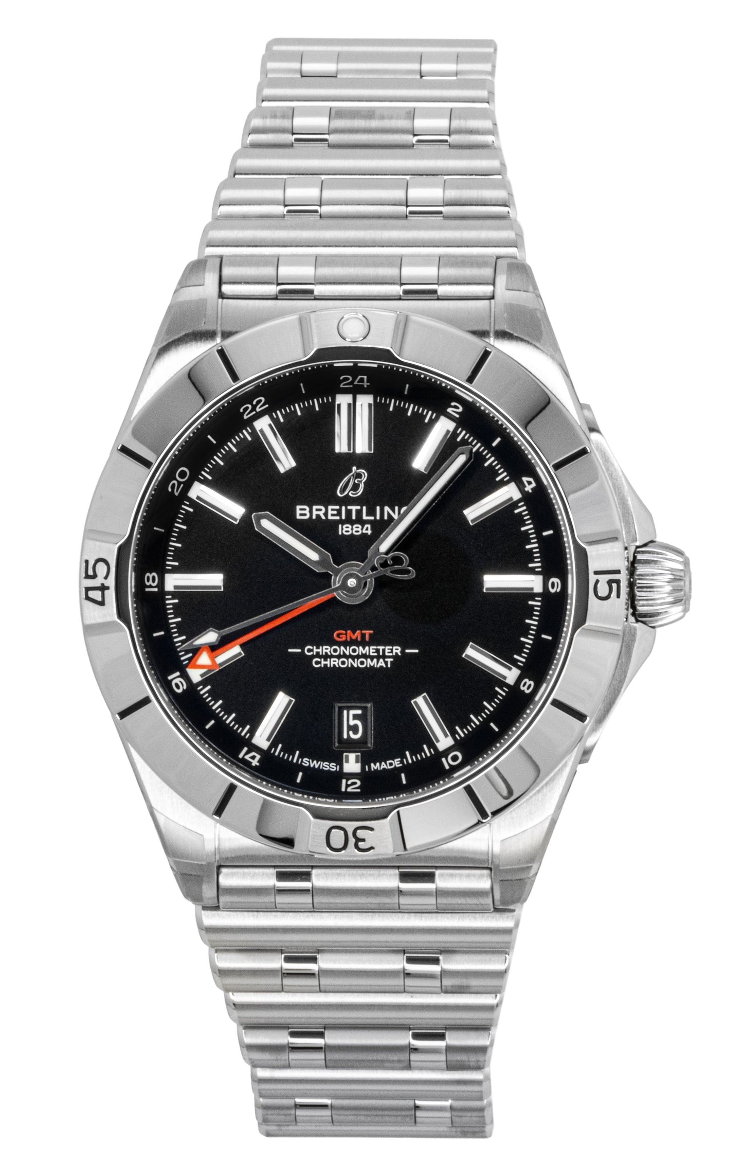 Breitling Chronomat GMT Stainless Steel Black Dial Automatic Diver's A32398101B1A1 200M Men's Watch - Breitling