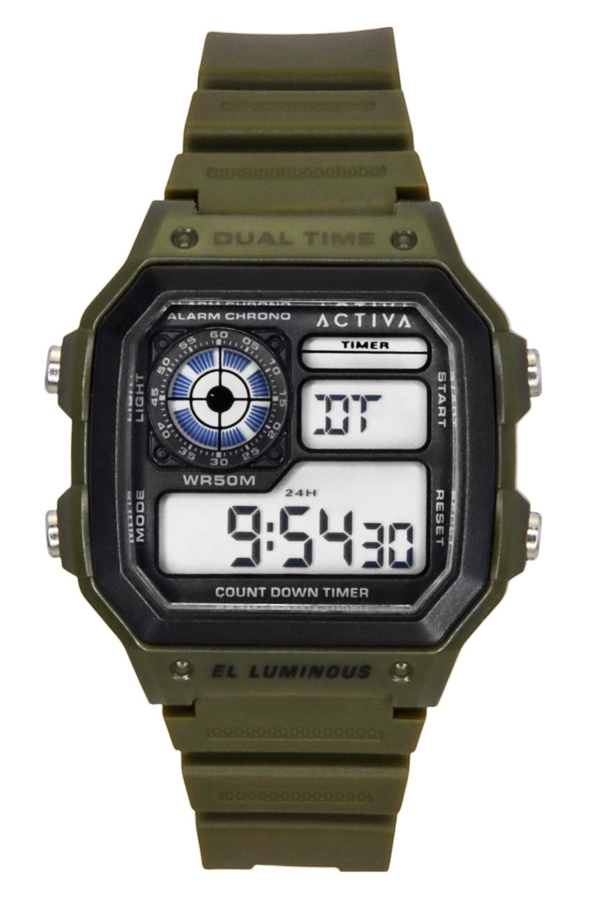 Invicta Activa Digital Green Polyurethane Strap Black Dial Quartz ACW1299-002 Men's Watch - Invicta