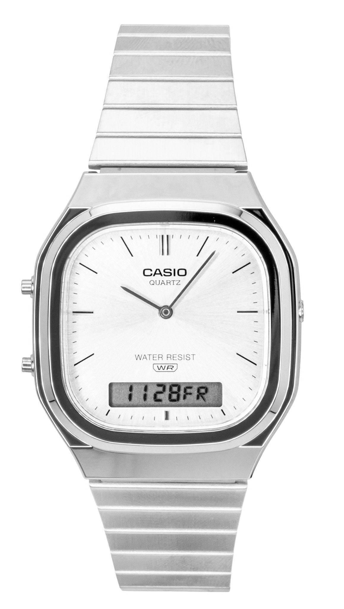 Casio Vintage Analog Digital Stainless Steel Silver Dial Quartz AQ-240E-7A Unisex Watch - Casio