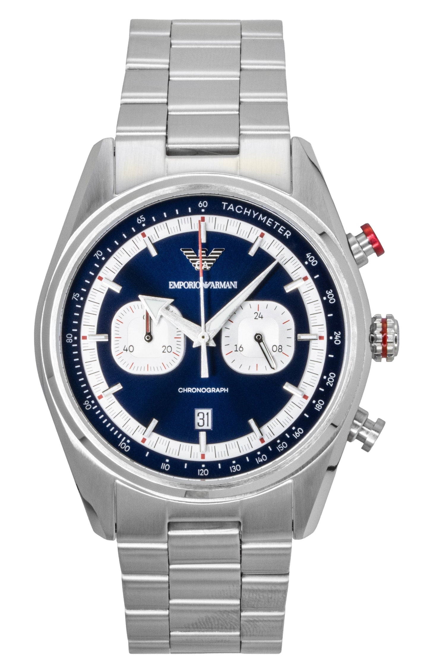 Emporio Armani Racer Chronograph Stainless Steel Blue Dial Quartz AR11676 Men's Watch - Emporio Armani