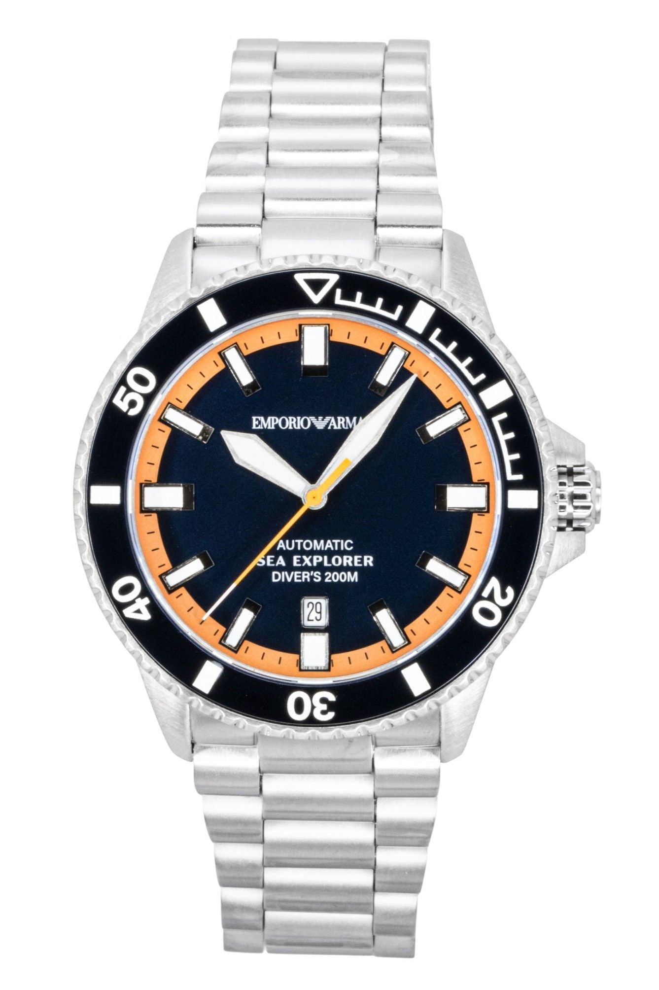 Emporio Armani Sea Explorer Stainless Steel Blue Dial Diver's Automatic AR60090 200M Men's Watch - Emporio Armani