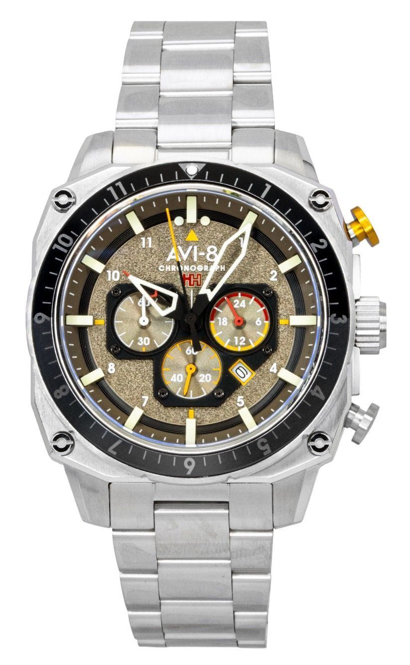 AVI-8 Hawker Hunter Atlas Dual Time Chronograph Stainless Steel Shadow Grey Dial Quartz AV-4100-33 Men's Watch - AVI-8