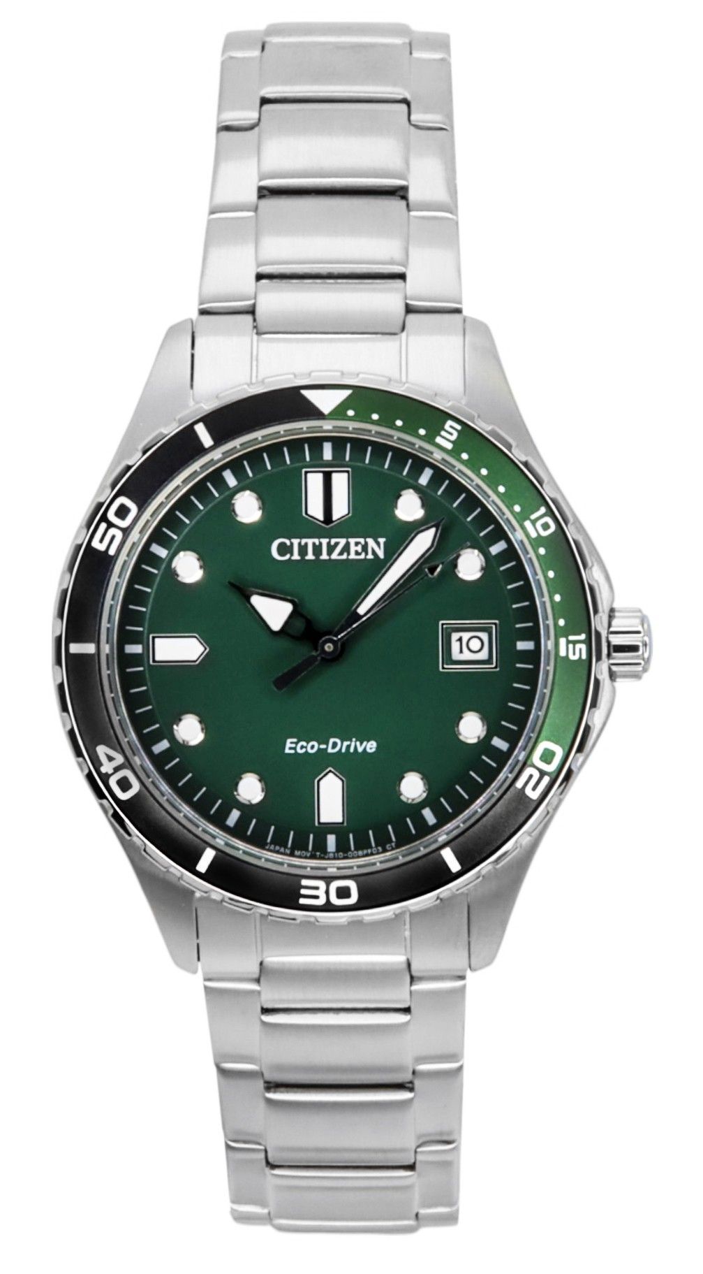 Citizen Eco-Drive Stainless Steel Green Dial AW1828-80X 100M Unisex Watch - Citizen