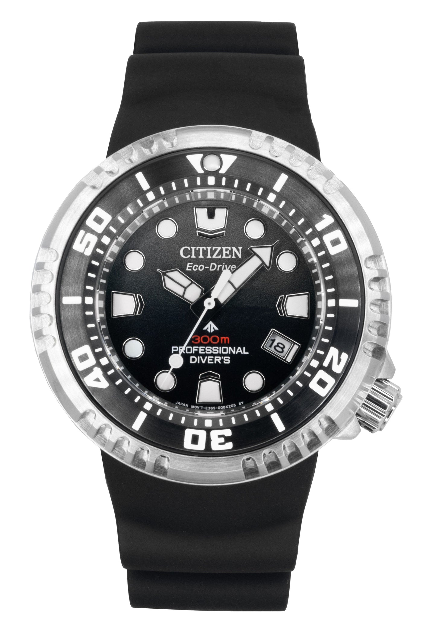 Citizen Promaster Rubber Strap Black Dial Eco-Drive Diver's BN1024-01E 300M Men's Watch - Citizen