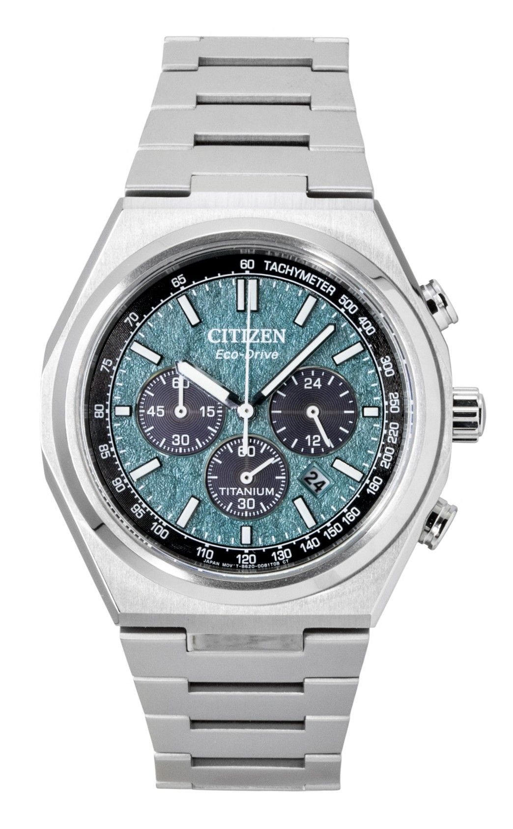 Citizen Zenshin Super Titanium Chronograph Green Dial Eco-Drive CA4610-85X 100M Men's Watch - Citizen