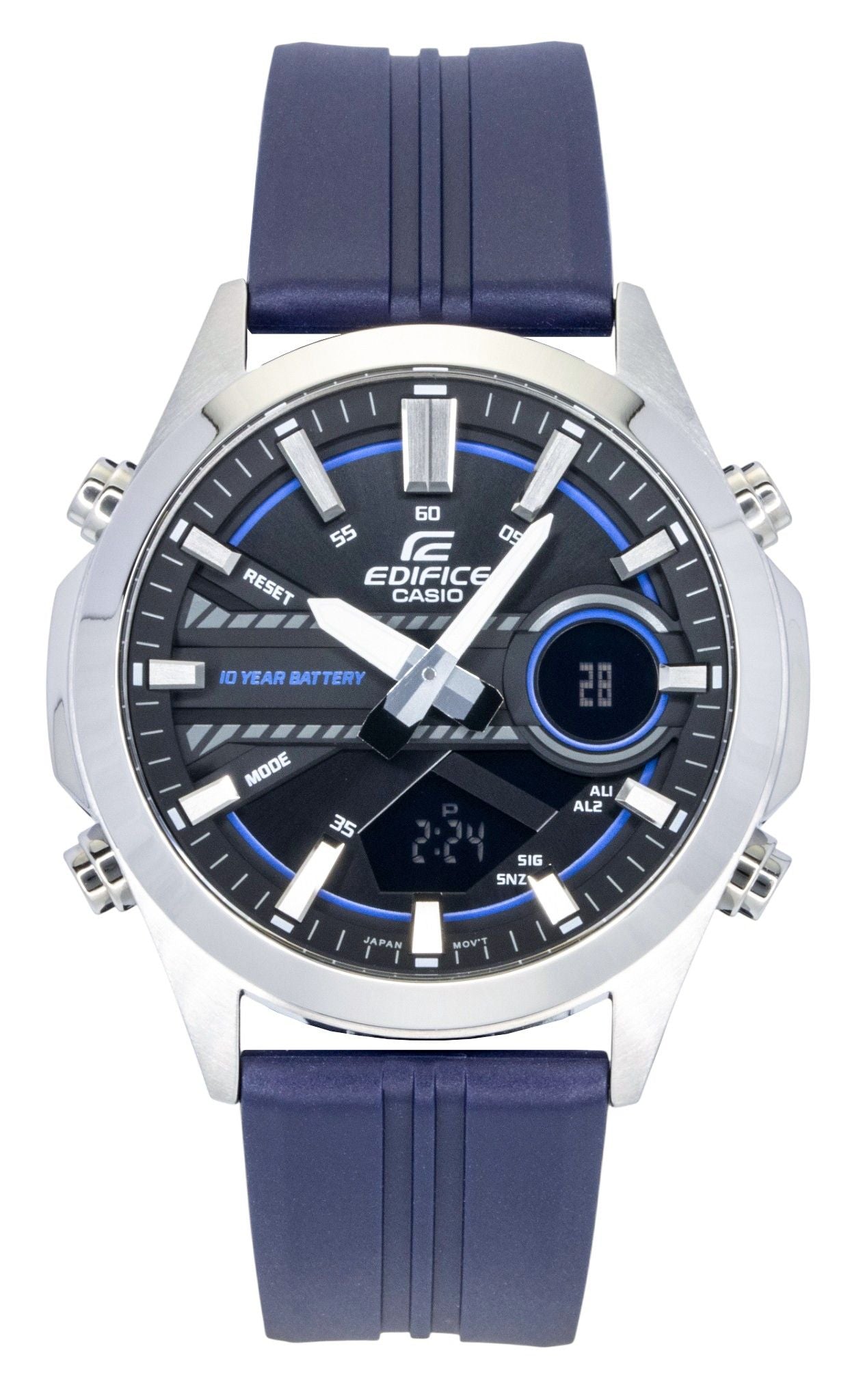 Casio Edifice Analog Digital Resin Strap Black Dial Quartz EFV-C120P-1A2 100M Men's Watch - Casio