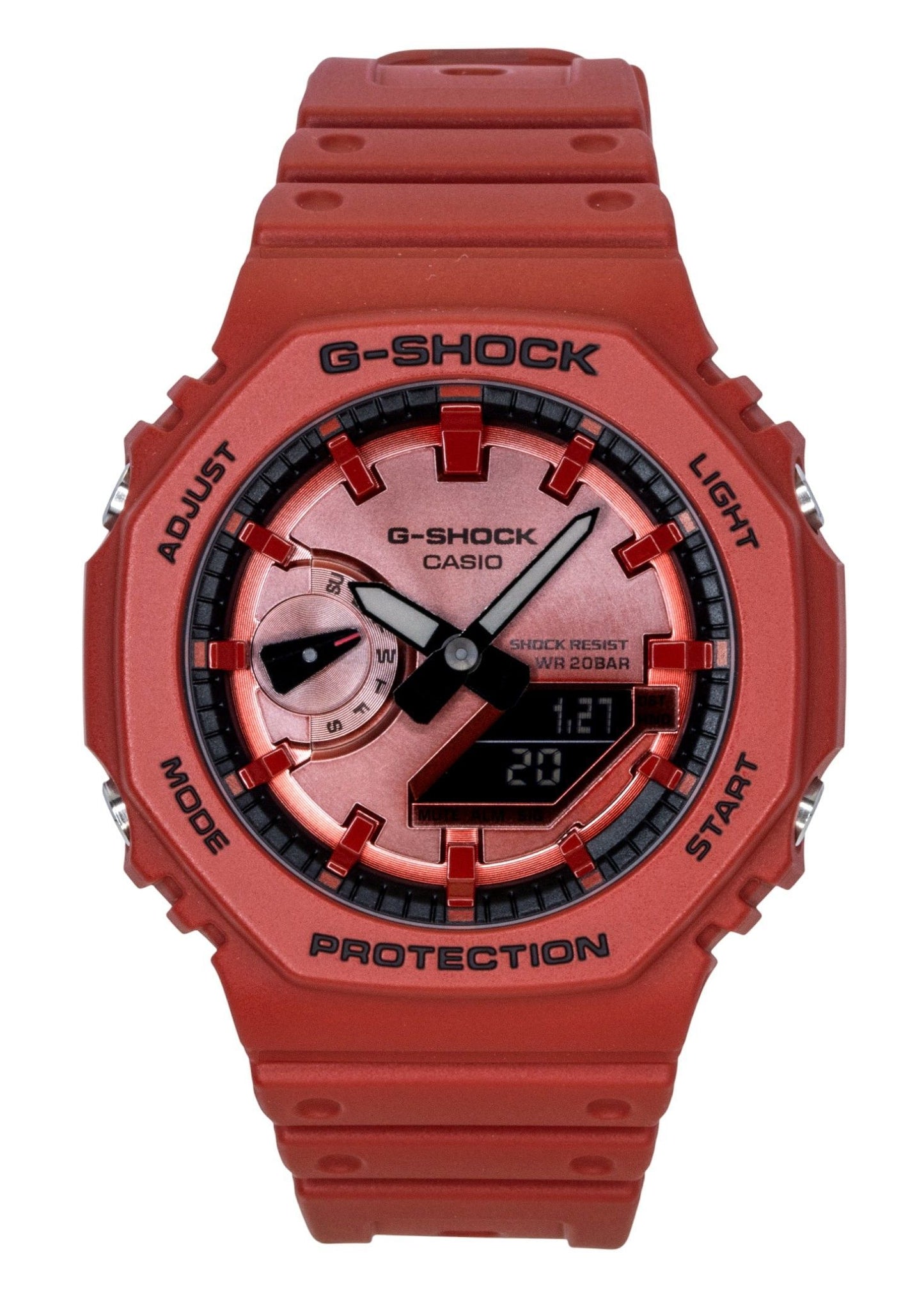 Casio G-Shock Analog Digital Red Bio-Based Resin Strap Quartz GA-2100RRB-4A 200M Men's Watch - Casio