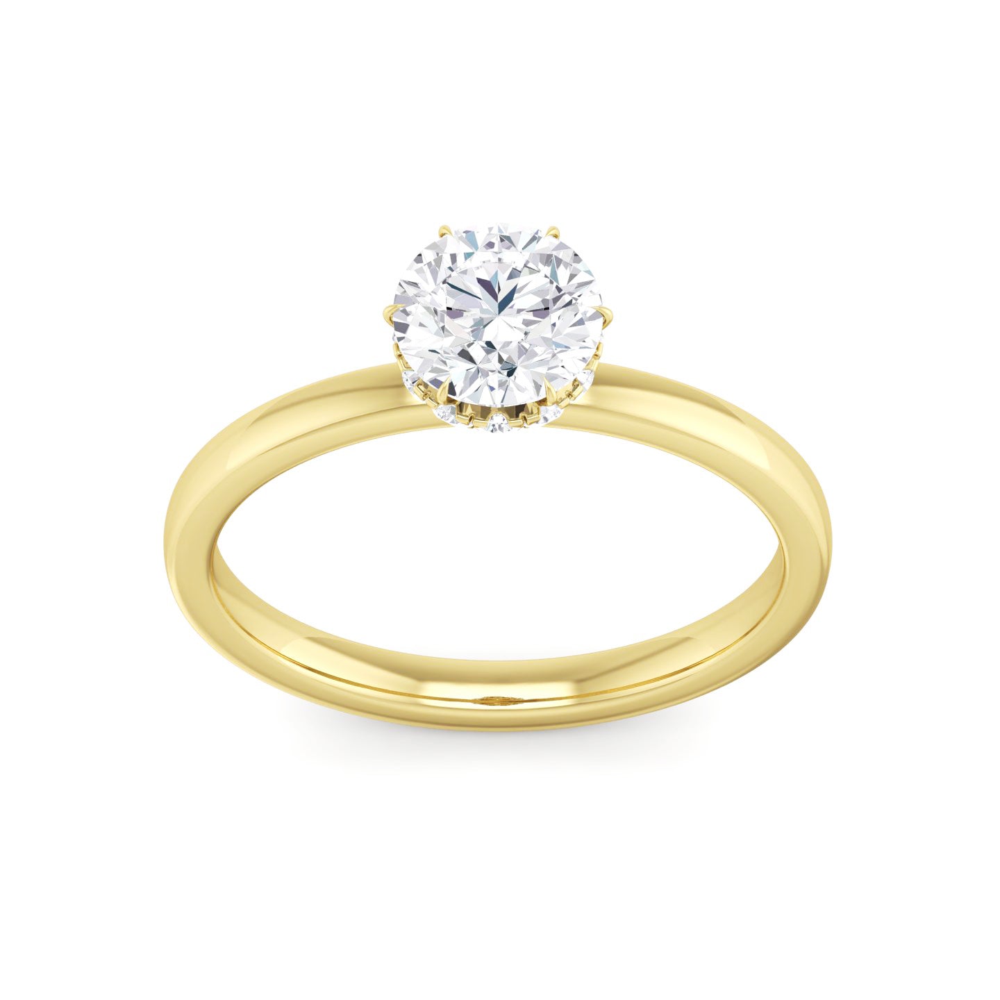 Hidden Diamond Halo with Round Lab Grown Diamond Solitaire Engagement Ring - BN & CO JEWELRY