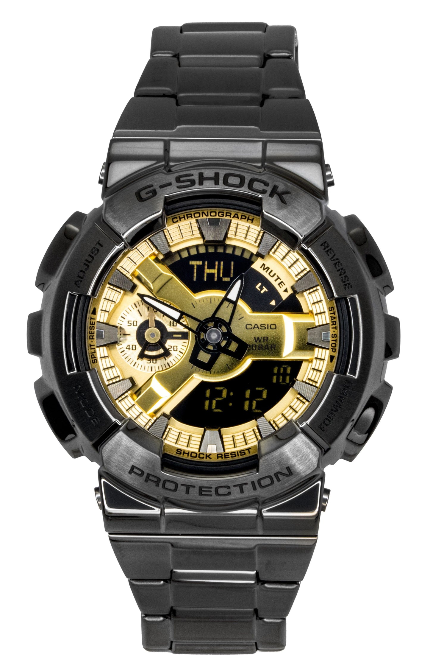 Casio G-Shock Analog Digital Stainless Steel Gold Dial Quartz GM-110BD-1A9 200M Men's Watch - Casio