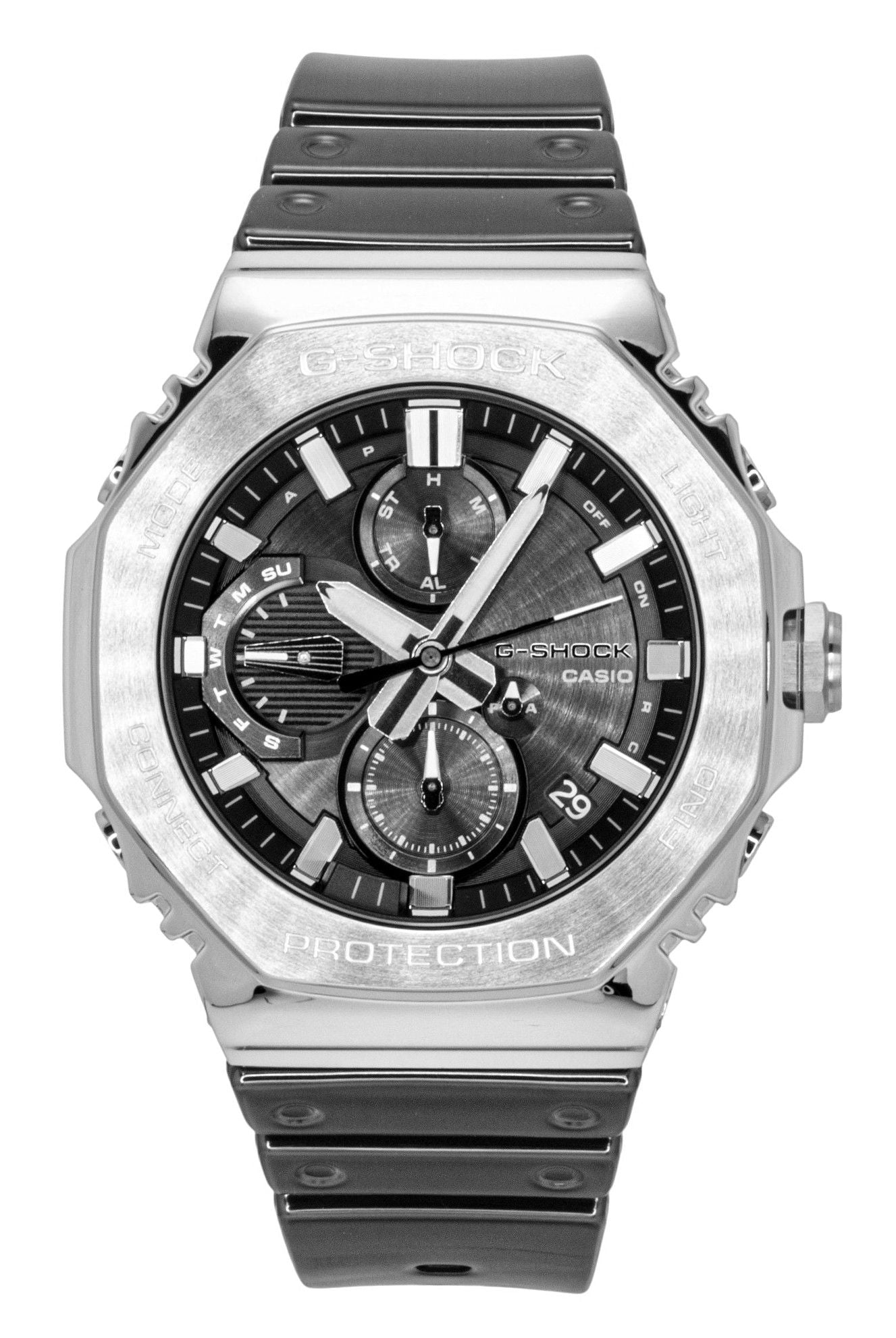 Casio G-Shock Full Metal Smartphone Link Silicone Strap Analog Black Dial Solar GMC-B2100Y-1A 200M Men's Watch - Casio