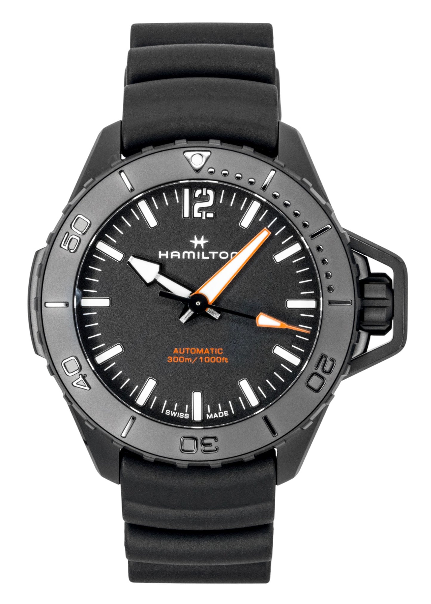 Hamilton Khaki Frogman Rubber Strap Black Dial Automatic Diver's H77855330 300M Men's Watch - Hamilton
