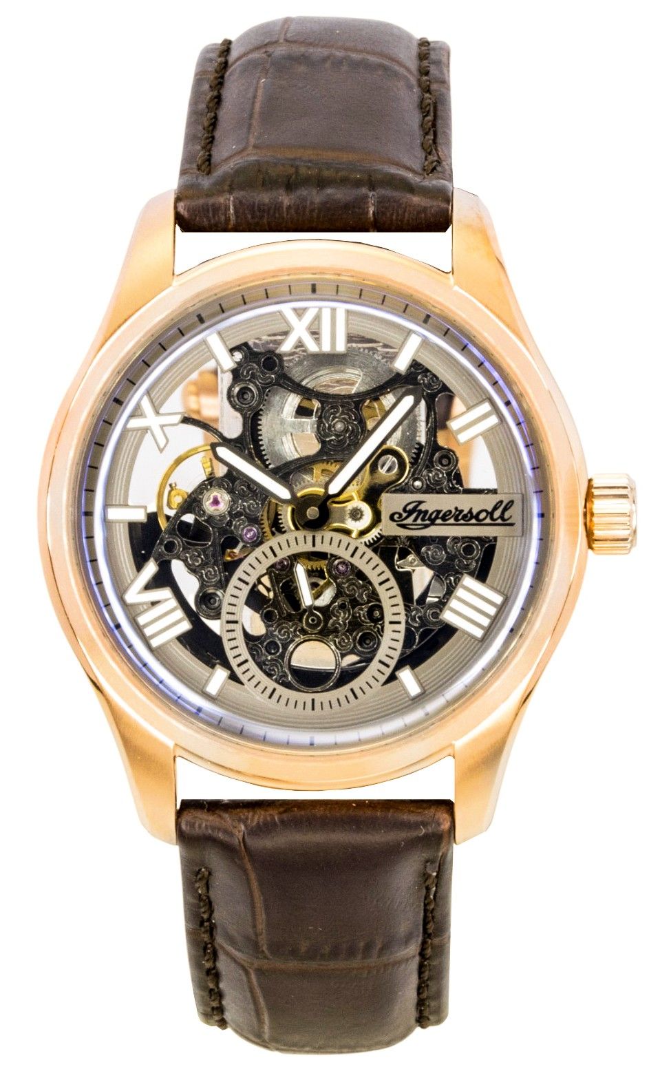Ingersoll The Maverick Leather Strap Grey Skeleton Dial Automatic I17402 Men's Watch - Ingersoll