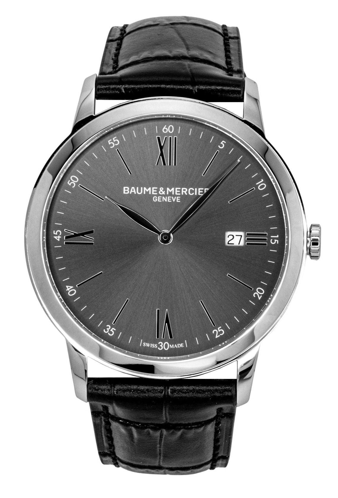 Baume & Mercier Classima Leather Strap Black Dial Quartz M0A10416 Men's Watch - Baume & Mercier