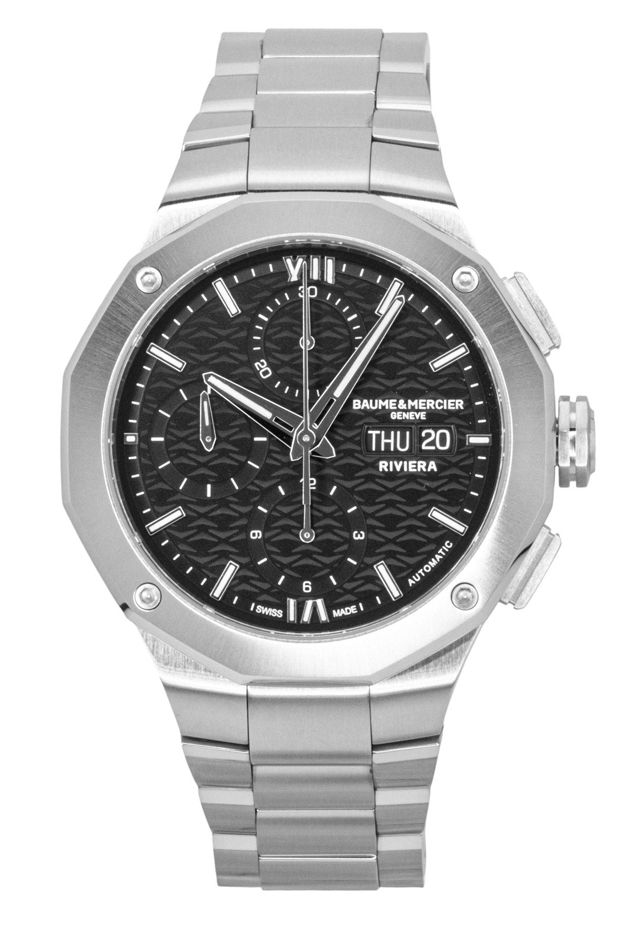 Baume & Mercier Riviera Chronograph Stainless Steel Black Dial Automatic M0A10825 100M Men's Watch - Baume & Mercier