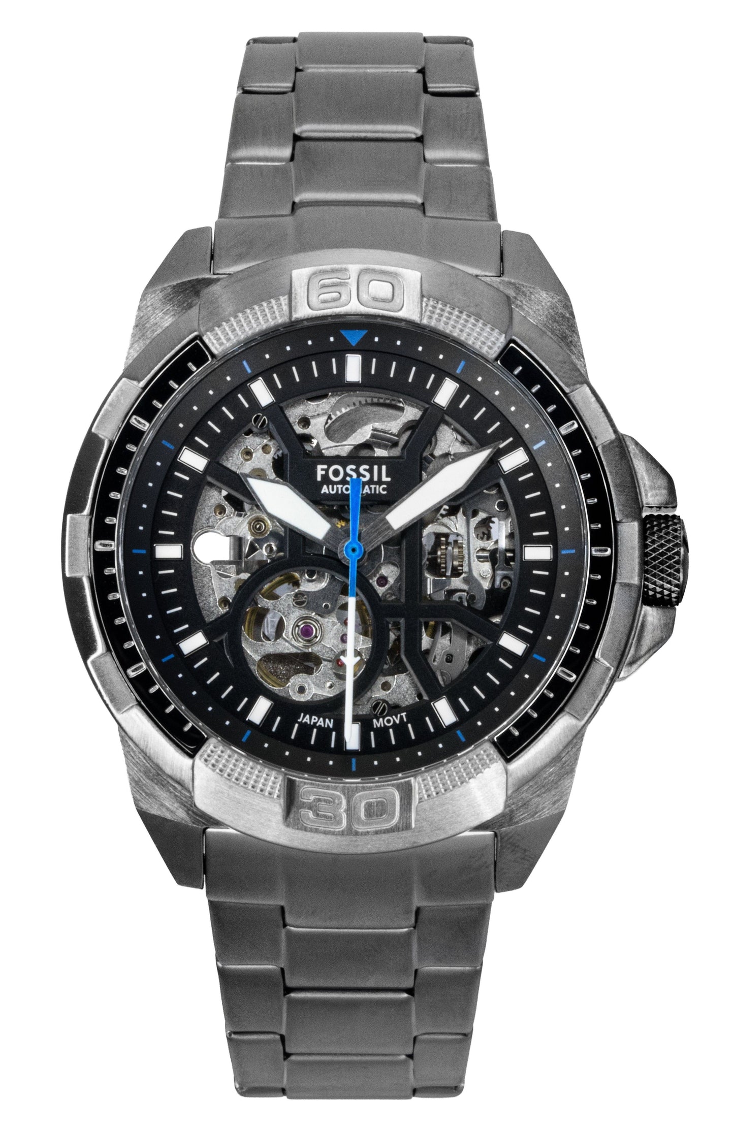 Fossil Bronson Stainless Steel Black Skeleton Dial Automatic ME3218 Men's Watch - Fossil