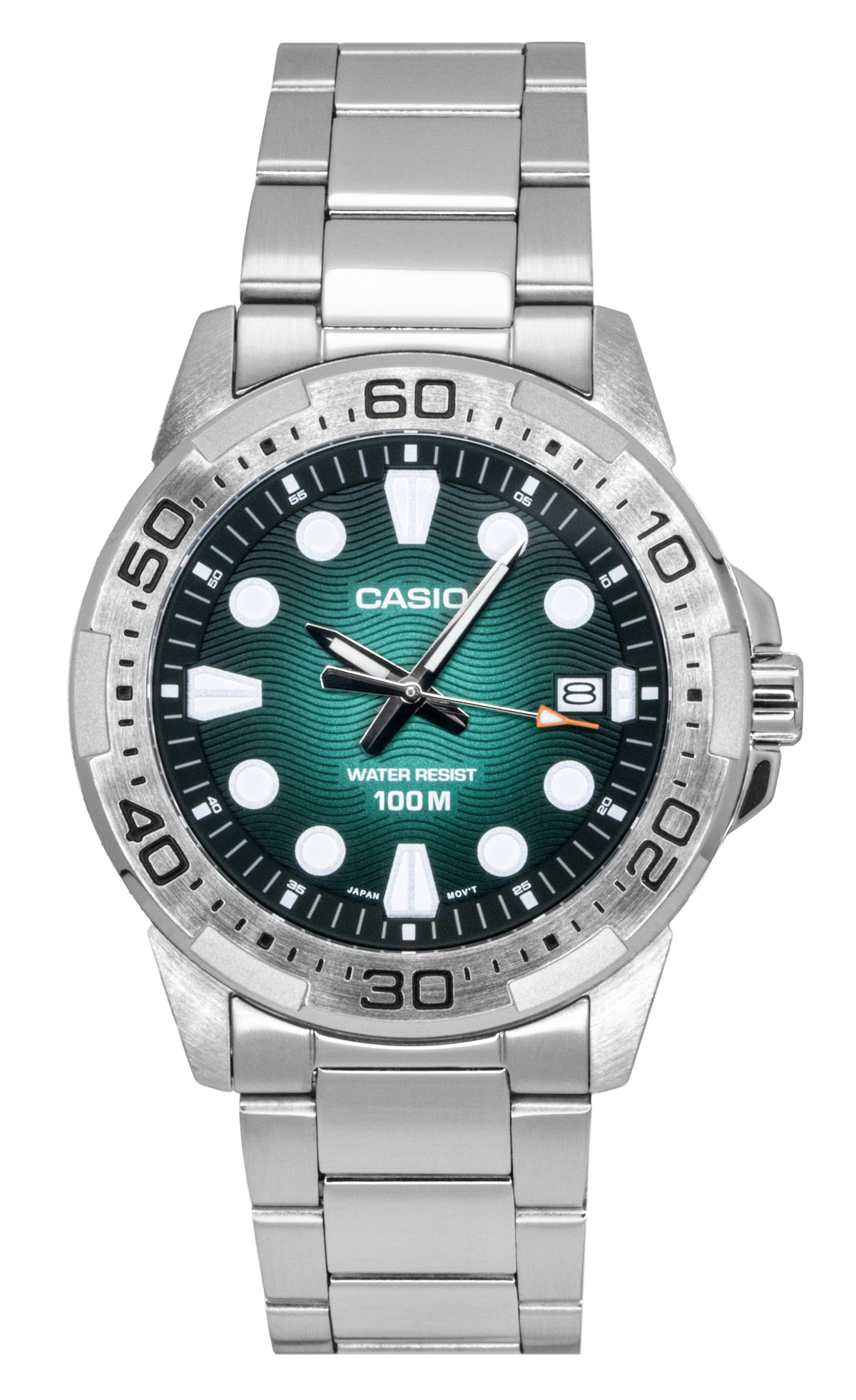 Casio Standard Analog Stainless Steel Green Dial Quartz MTD-140D-3AV 100M Men's Watch - Casio