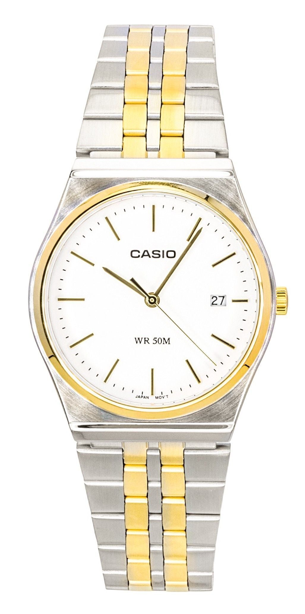Casio Analog Two Tone Stainless Steel White Dial Quartz MTP-B145SG-7AV Men's Watch - Casio