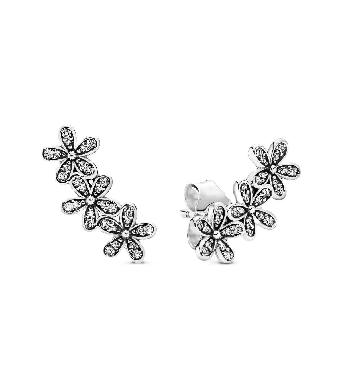 Pandora Daisy Flower Stud Earrings With Clear Cubic Zirconia P-290744CZ For Women - PANDORA