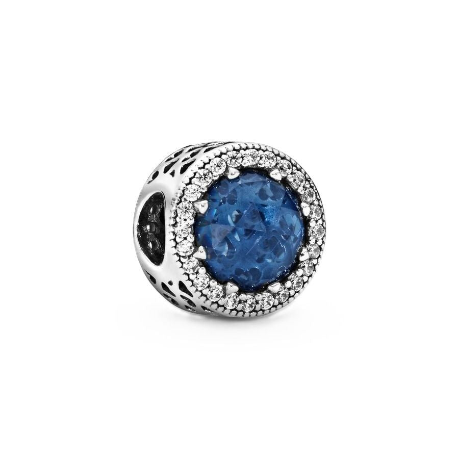 Pandora Radiant Hearts Charm With Blue Crystal And Clear Cubic Zirconia P-791725NMB For Women - PANDORA