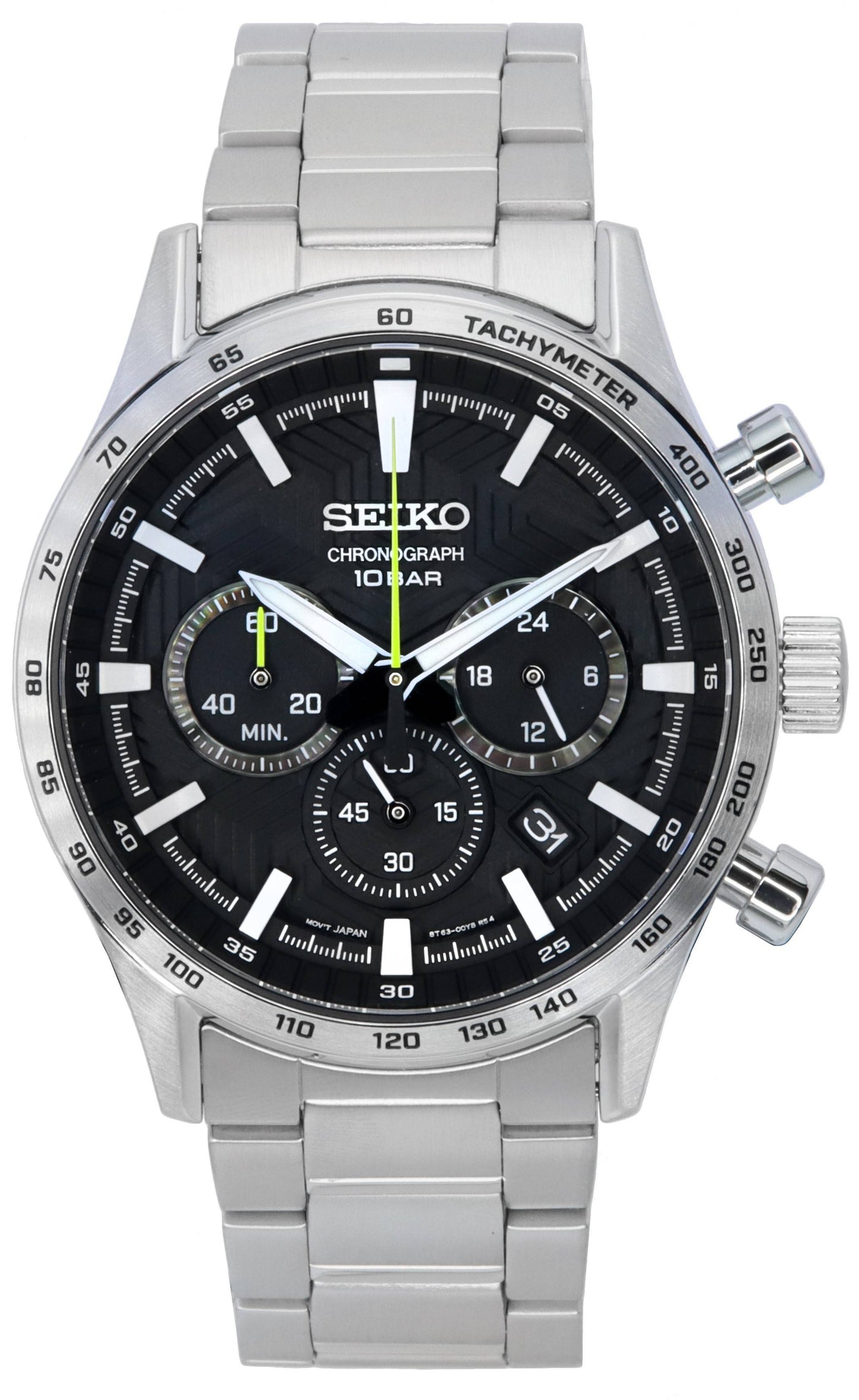 Seiko Urban Sports Chronograph Black Dial Quartz SSB413 SSB413P1 SSB413P 100M Men's Watch