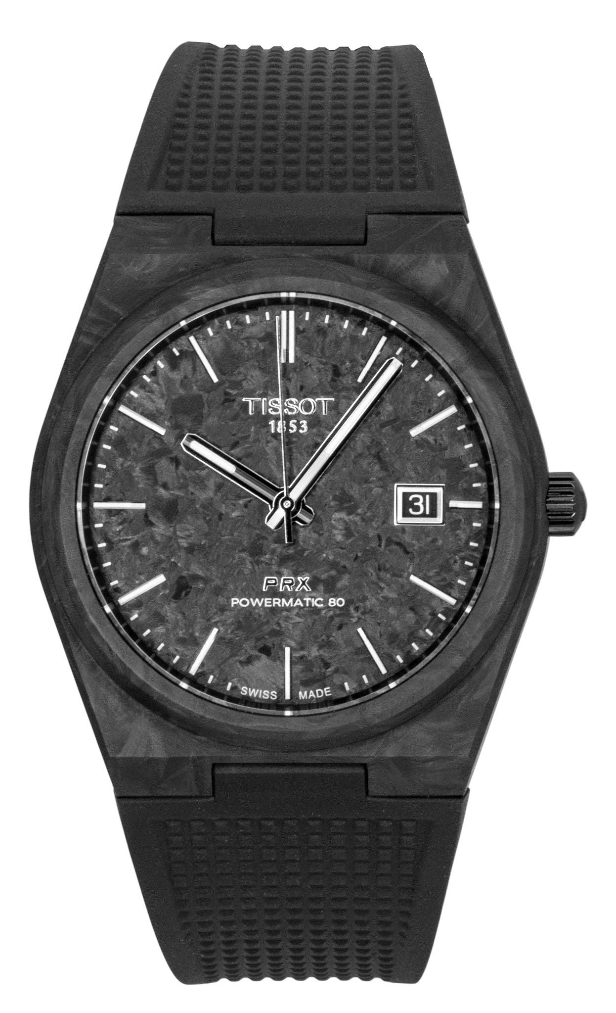 Tissot PRX Carbon Synthetic Strap Black Dial Automatic T137.907.97.201.00 100M Men's Watch - Tissot