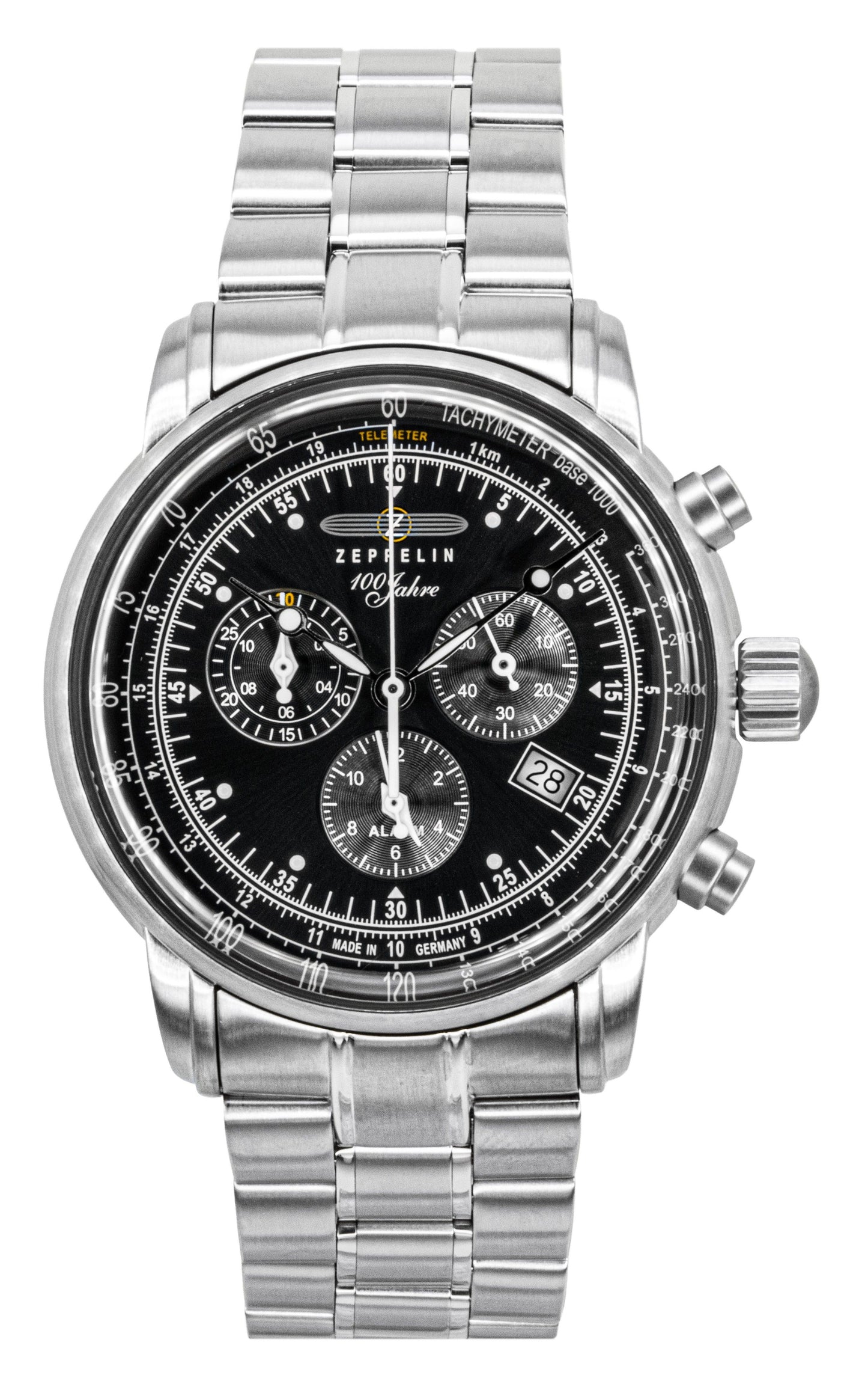 Zeppelin 100 Jahre Chronograph Stainless Steel Black Dial Quartz 7680MB2 Men's Watch - Zeppelin