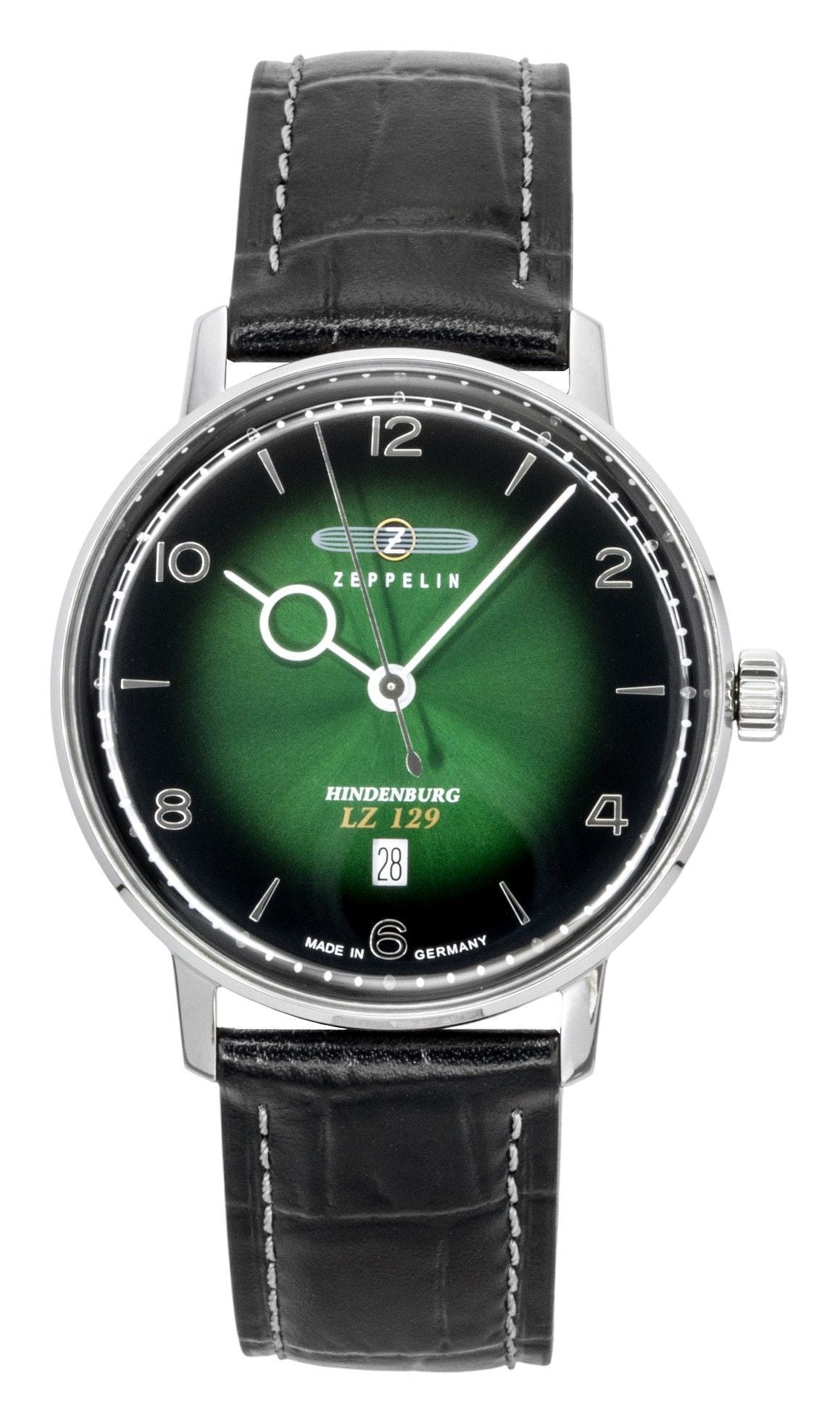 Zeppelin LZ 129 Hindenburg Leather Strap Green Dial Quartz 80484 Men's Watch - Zeppelin