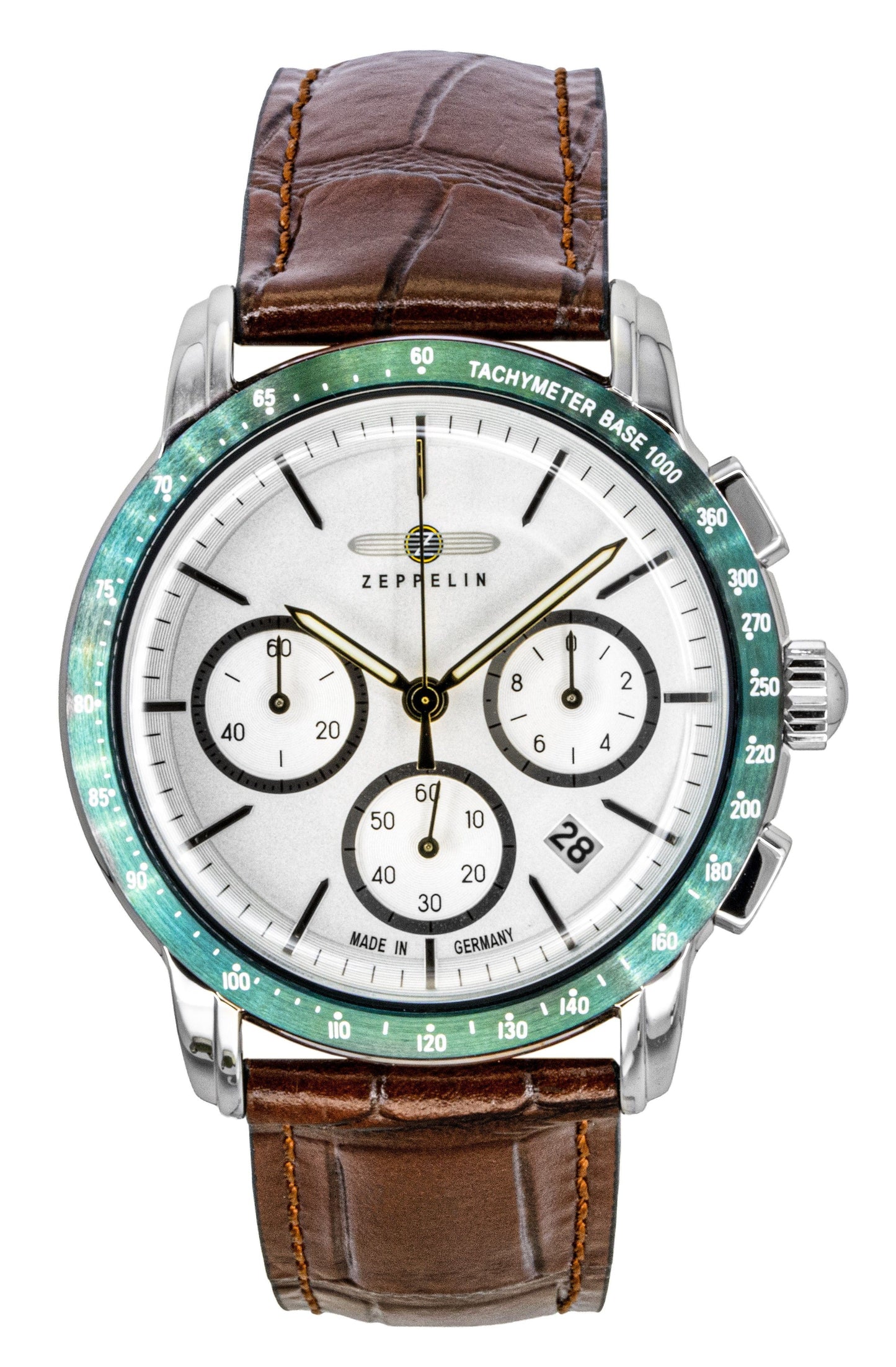 Zeppelin New York Chronograph Leather Strap White Dial Quartz 88784 Men's Watch - Zeppelin