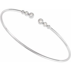 14K White 1/4 CTW Natural Diamond Cuff 7" Bracelet - BN & CO JEWELRY