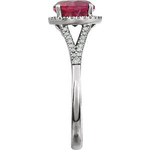 14K White Lab-Grown Ruby & 1/6 CTW Natural Diamond Ring - BN & CO JEWELRY