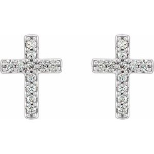 14K White 1/10 CTW Natural Diamond Cross Earrings - BN & CO JEWELRY