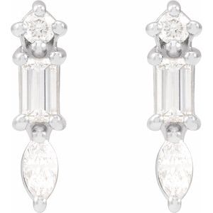 14K White 1/5 CTW Natural Diamond Bar Earrings - BN & CO JEWELRY