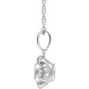 14K White Lab-Grown White Sapphire & .05 CTW Natural Diamond 18" Necklace - BN & CO JEWELRY
