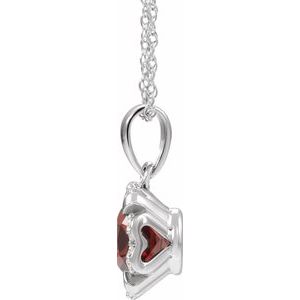14K White Natural Mozambique Garnet & .05 CTW Natural Diamond 18" Necklace - BN & CO JEWELRY