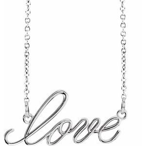 Sterling Silver "Love" 16.5" Necklace - BN & CO JEWELRY